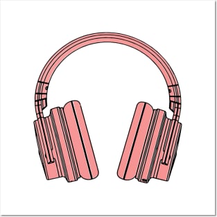 Pink headphones Posters and Art